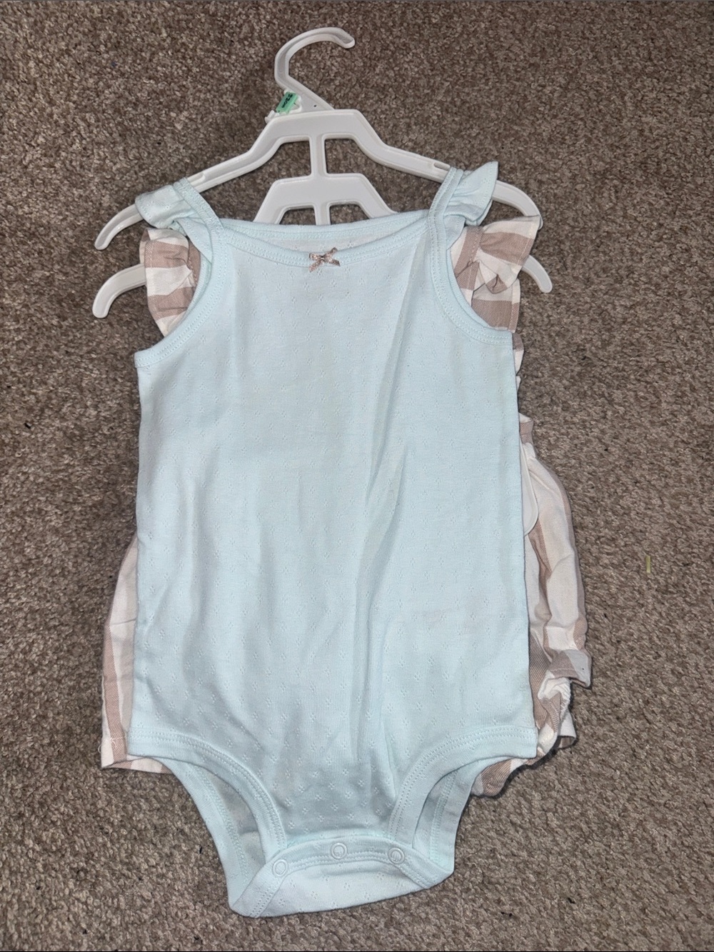 Carter's Beige & White Striped Ruffle Set - Picture 3 of 5